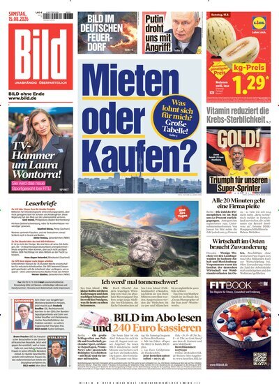 Titelbild der Ausgabe 189/2026 von BILD. Diese Zeitschrift und viele weitere Zeitungsabos als Abo oder epaper bei United Kiosk online kaufen.