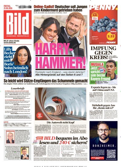 Titelbild der Ausgabe 194/2026 von BILD. Diese Zeitschrift und viele weitere Zeitungsabos als Abo oder epaper bei United Kiosk online kaufen.