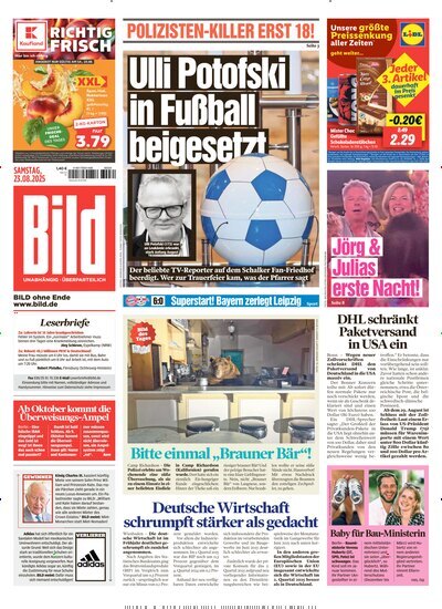 Titelbild der Ausgabe 196/2025 von BILD. Diese Zeitschrift und viele weitere Zeitungsabos als Abo oder epaper bei United Kiosk online kaufen.