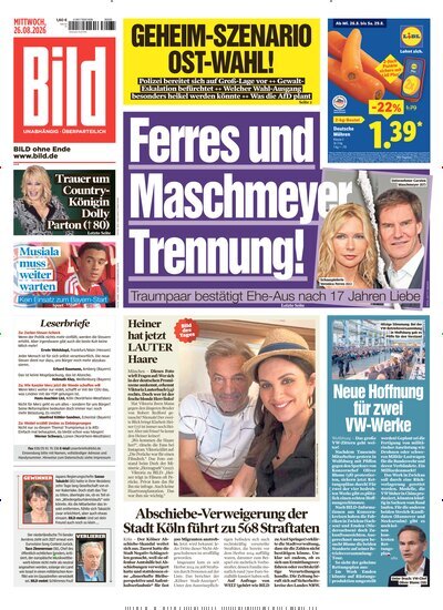 Titelbild der Ausgabe 198/2026 von BILD. Diese Zeitschrift und viele weitere Zeitungsabos als Abo oder epaper bei United Kiosk online kaufen.