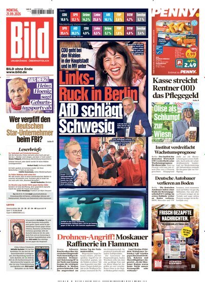Titelbild der Ausgabe 220/2026 von BILD. Diese Zeitschrift und viele weitere Zeitungsabos als Abo oder epaper bei United Kiosk online kaufen.