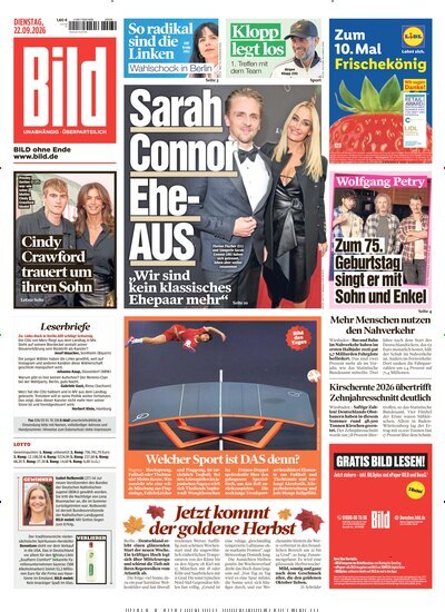 Titelbild der Ausgabe 221/2026 von BILD. Diese Zeitschrift und viele weitere Zeitungsabos als Abo oder epaper bei United Kiosk online kaufen.