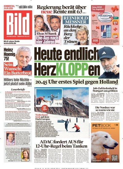 Titelbild der Ausgabe 223/2026 von BILD. Diese Zeitschrift und viele weitere Zeitungsabos als Abo oder epaper bei United Kiosk online kaufen.