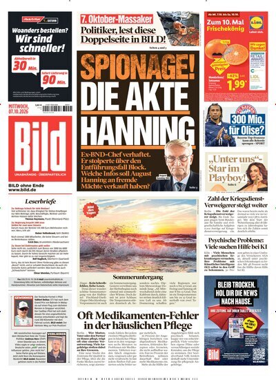 Titelbild der Ausgabe 233/2026 von BILD. Diese Zeitschrift und viele weitere Zeitungsabos als Abo oder epaper bei United Kiosk online kaufen.