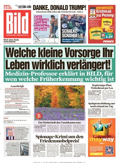 Titelbild der Ausgabe 238/2025 von BILD. Diese Zeitschrift und viele weitere Zeitungsabos als Abo oder epaper bei United Kiosk online kaufen.