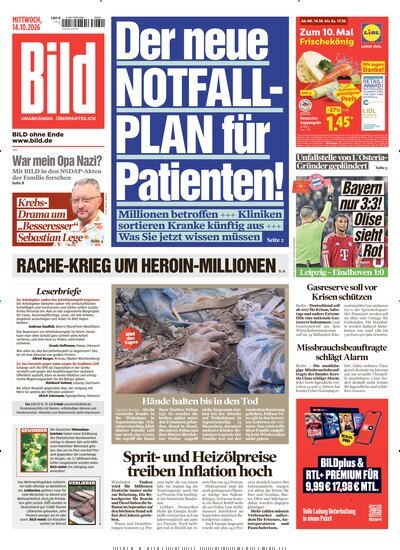 Titelbild der Ausgabe 239/2026 von BILD. Diese Zeitschrift und viele weitere Zeitungsabos als Abo oder epaper bei United Kiosk online kaufen.