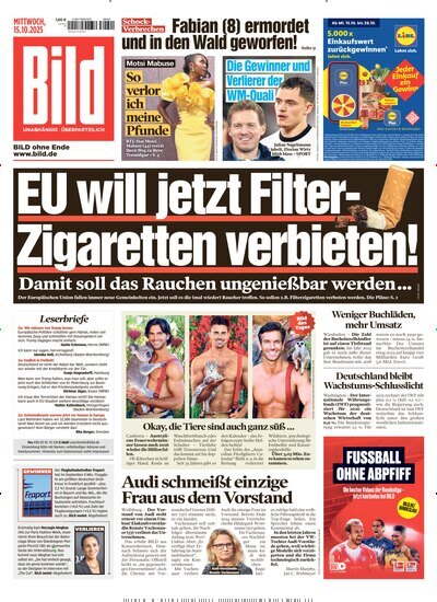 Titelbild der Ausgabe 240/2025 von BILD. Diese Zeitschrift und viele weitere Zeitungsabos als Abo oder epaper bei United Kiosk online kaufen.