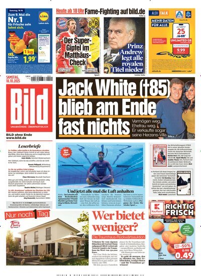 Titelbild der Ausgabe 243/2025 von BILD. Diese Zeitschrift und viele weitere Zeitungsabos als Abo oder epaper bei United Kiosk online kaufen.