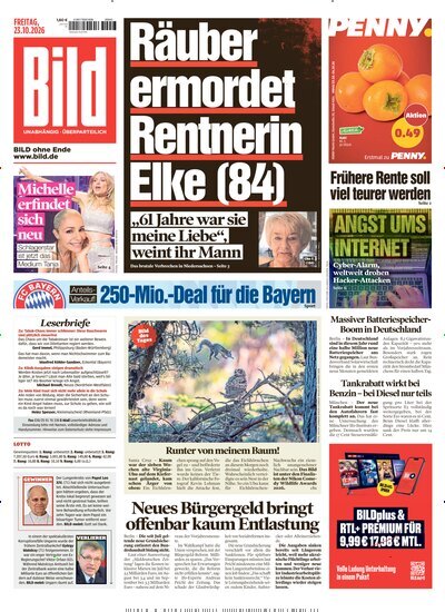 Titelbild der Ausgabe 247/2026 von BILD. Diese Zeitschrift und viele weitere Zeitungsabos als Abo oder epaper bei United Kiosk online kaufen.