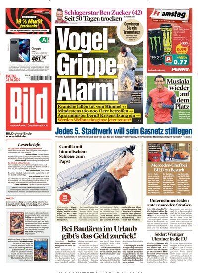Titelbild der Ausgabe 248/2025 von BILD. Diese Zeitschrift und viele weitere Zeitungsabos als Abo oder epaper bei United Kiosk online kaufen.