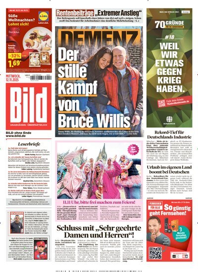 Titelbild der Ausgabe 264/2025 von BILD. Diese Zeitschrift und viele weitere Zeitungsabos als Abo oder epaper bei United Kiosk online kaufen.