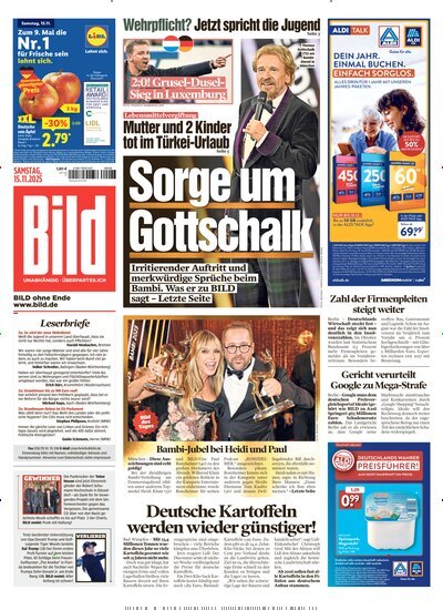 Titelbild der Ausgabe 267/2025 von BILD. Diese Zeitschrift und viele weitere Zeitungsabos als Abo oder epaper bei United Kiosk online kaufen.