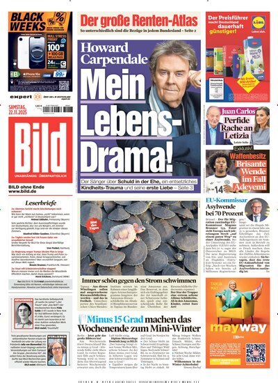 Titelbild der Ausgabe 273/2025 von BILD. Diese Zeitschrift und viele weitere Zeitungsabos als Abo oder epaper bei United Kiosk online kaufen.
