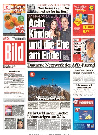Titelbild der Ausgabe 279/2025 von BILD. Diese Zeitschrift und viele weitere Zeitungsabos als Abo oder epaper bei United Kiosk online kaufen.