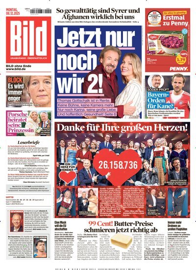Titelbild der Ausgabe 286/2025 von BILD. Diese Zeitschrift und viele weitere Zeitungsabos als Abo oder epaper bei United Kiosk online kaufen.