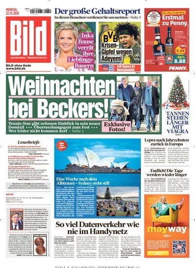 Titelbild der Ausgabe 298/2025 von BILD. Diese Zeitschrift und viele weitere Zeitungsabos als Abo oder epaper bei United Kiosk online kaufen.