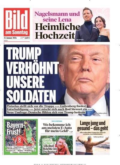 Titelbild der Ausgabe 4/2026 von Bild am Sonntag Gesamtausgabe. Diese Zeitschrift und viele weitere Zeitungsabos als Abo oder epaper bei United Kiosk online kaufen.