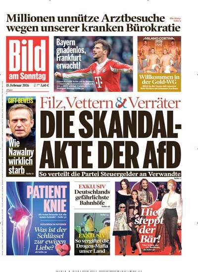Titelbild der Ausgabe 7/2026 von Bild am Sonntag Gesamtausgabe. Diese Zeitschrift und viele weitere Zeitungsabos als Abo oder epaper bei United Kiosk online kaufen.