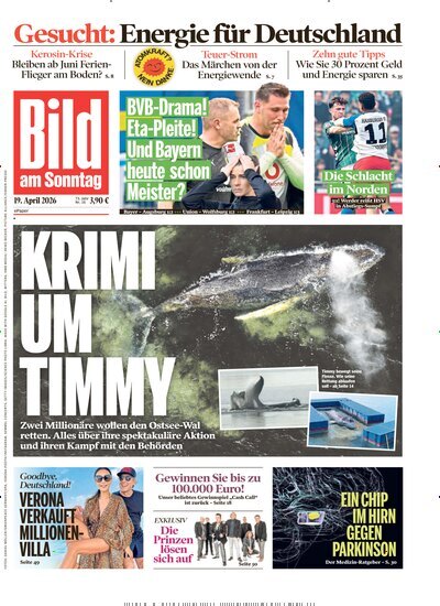 Titelbild der Ausgabe 16/2026 von Bild am Sonntag Gesamtausgabe. Diese Zeitschrift und viele weitere Zeitungsabos als Abo oder epaper bei United Kiosk online kaufen.
