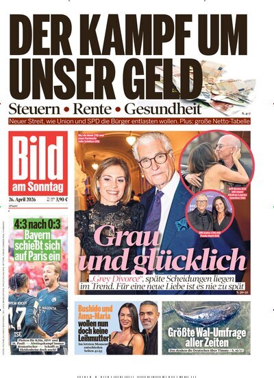 Titelbild der Ausgabe 17/2026 von Bild am Sonntag Gesamtausgabe. Diese Zeitschrift und viele weitere Zeitungsabos als Abo oder epaper bei United Kiosk online kaufen.