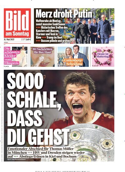 Titelbild der Ausgabe 19/2025 von Bild am Sonntag Gesamtausgabe. Diese Zeitschrift und viele weitere Zeitungsabos als Abo oder epaper bei United Kiosk online kaufen.