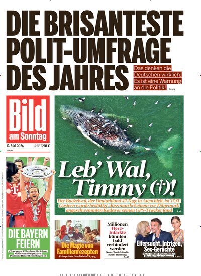 Titelbild der Ausgabe 20/2026 von Bild am Sonntag Gesamtausgabe. Diese Zeitschrift und viele weitere Zeitungsabos als Abo oder epaper bei United Kiosk online kaufen.