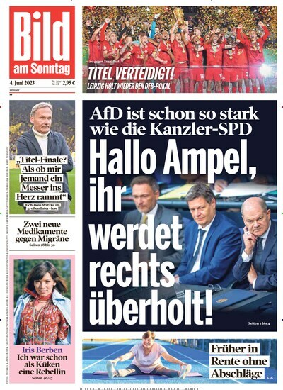Titelbild der Ausgabe 23/2023 von Bild am Sonntag Gesamtausgabe. Diese Zeitschrift und viele weitere Zeitungsabos als Abo oder epaper bei United Kiosk online kaufen.