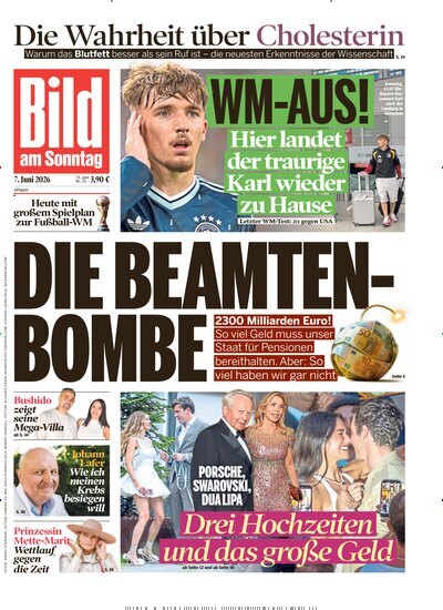 Titelbild der Ausgabe 23/2026 von Bild am Sonntag Gesamtausgabe. Diese Zeitschrift und viele weitere Zeitungsabos als Abo oder epaper bei United Kiosk online kaufen.