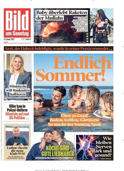 Titelbild der Ausgabe 24/2025 von Bild am Sonntag Gesamtausgabe. Diese Zeitschrift und viele weitere Zeitungsabos als Abo oder epaper bei United Kiosk online kaufen.