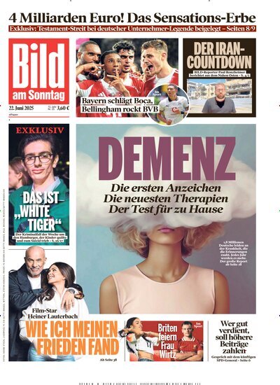 Titelbild der Ausgabe 25/2025 von Bild am Sonntag Gesamtausgabe. Diese Zeitschrift und viele weitere Zeitungsabos als Abo oder epaper bei United Kiosk online kaufen.