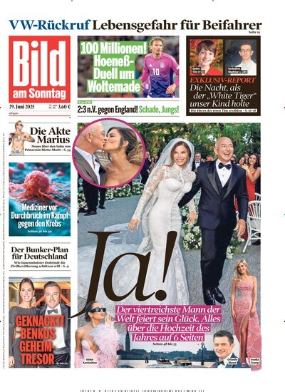 Titelbild der Ausgabe 26/2025 von Bild am Sonntag Gesamtausgabe. Diese Zeitschrift und viele weitere Zeitungsabos als Abo oder epaper bei United Kiosk online kaufen.