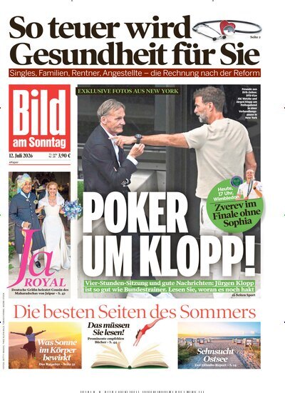 Titelbild der Ausgabe 28/2026 von Bild am Sonntag Gesamtausgabe. Diese Zeitschrift und viele weitere Zeitungsabos als Abo oder epaper bei United Kiosk online kaufen.