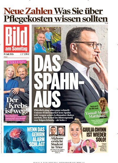 Titelbild der Ausgabe 29/2026 von Bild am Sonntag Gesamtausgabe. Diese Zeitschrift und viele weitere Zeitungsabos als Abo oder epaper bei United Kiosk online kaufen.