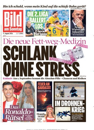 Titelbild der Ausgabe 32/2026 von Bild am Sonntag Gesamtausgabe. Diese Zeitschrift und viele weitere Zeitungsabos als Abo oder epaper bei United Kiosk online kaufen.