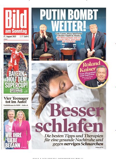 Titelbild der Ausgabe 33/2025 von Bild am Sonntag Gesamtausgabe. Diese Zeitschrift und viele weitere Zeitungsabos als Abo oder epaper bei United Kiosk online kaufen.