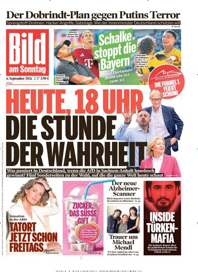 Titelbild der Ausgabe 36/2026 von Bild am Sonntag Gesamtausgabe. Diese Zeitschrift und viele weitere Zeitungsabos als Abo oder epaper bei United Kiosk online kaufen.