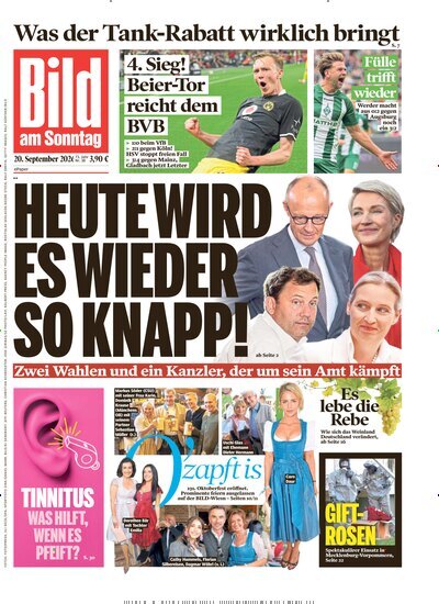 Titelbild der Ausgabe 38/2026 von Bild am Sonntag Gesamtausgabe. Diese Zeitschrift und viele weitere Zeitungsabos als Abo oder epaper bei United Kiosk online kaufen.