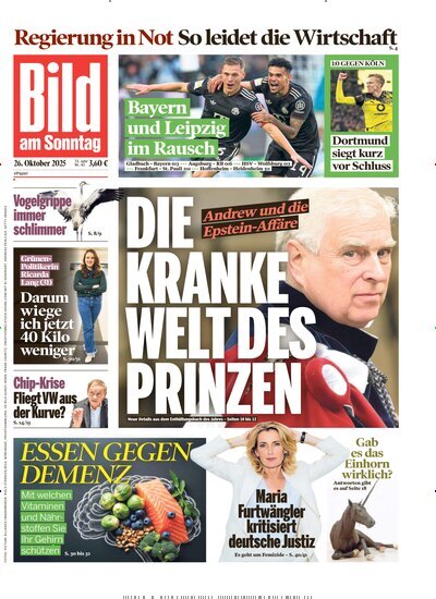 Titelbild der Ausgabe 43/2025 von Bild am Sonntag Gesamtausgabe. Diese Zeitschrift und viele weitere Zeitungsabos als Abo oder epaper bei United Kiosk online kaufen.