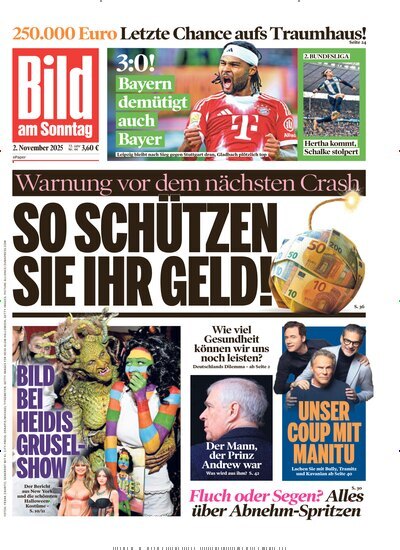 Titelbild der Ausgabe 44/2025 von Bild am Sonntag Gesamtausgabe. Diese Zeitschrift und viele weitere Zeitungsabos als Abo oder epaper bei United Kiosk online kaufen.