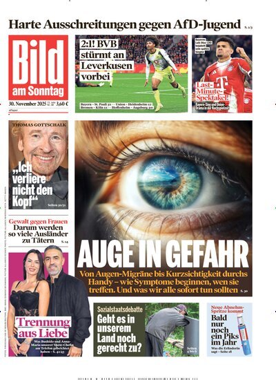 Titelbild der Ausgabe 48/2025 von Bild am Sonntag Gesamtausgabe. Diese Zeitschrift und viele weitere Zeitungsabos als Abo oder epaper bei United Kiosk online kaufen.