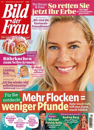 Titelbild der Ausgabe 7/2026 von Bild der Frau. Diese Zeitschrift und viele weitere Frauenzeitschriften als Abo oder epaper bei United Kiosk online kaufen.