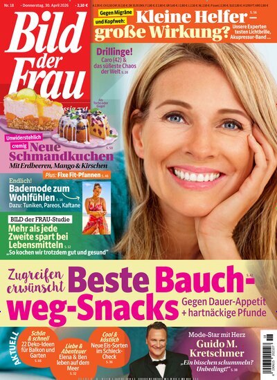 Titelbild der Ausgabe 18/2026 von Bild der Frau. Diese Zeitschrift und viele weitere Frauenzeitschriften als Abo oder epaper bei United Kiosk online kaufen.