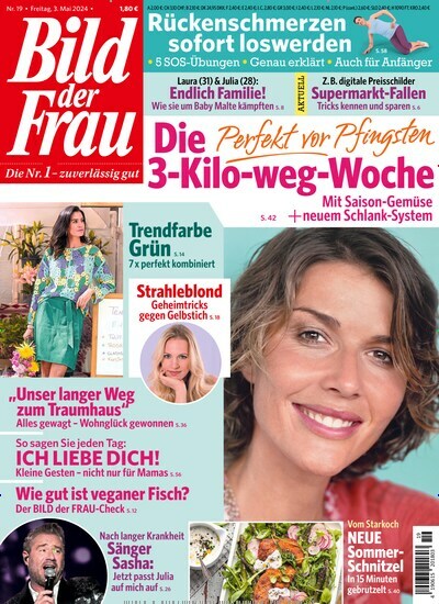 Titelbild der Ausgabe 19/2024 von Bild der Frau. Diese Zeitschrift und viele weitere Frauenzeitschriften als Abo oder epaper bei United Kiosk online kaufen.