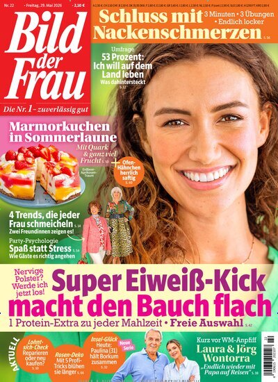 Titelbild der Ausgabe 22/2026 von Bild der Frau. Diese Zeitschrift und viele weitere Frauenzeitschriften als Abo oder epaper bei United Kiosk online kaufen.