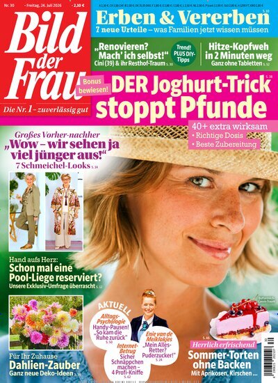 Titelbild der Ausgabe 30/2026 von Bild der Frau. Diese Zeitschrift und viele weitere Frauenzeitschriften als Abo oder epaper bei United Kiosk online kaufen.