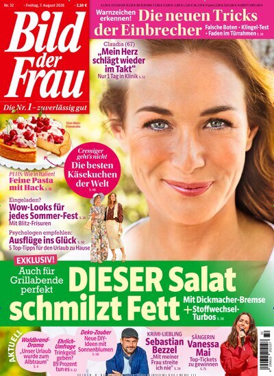 Titelbild der Ausgabe 32/2026 von Bild der Frau. Diese Zeitschrift und viele weitere Frauenzeitschriften als Abo oder epaper bei United Kiosk online kaufen.
