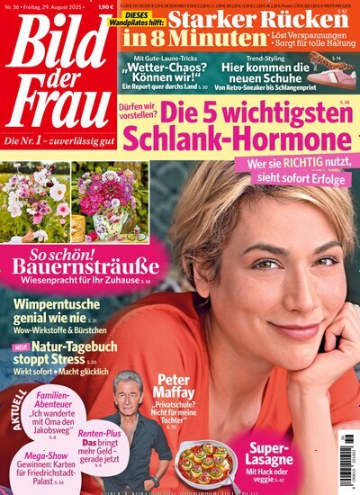 Titelbild der Ausgabe 36/2025 von Bild der Frau. Diese Zeitschrift und viele weitere Frauenzeitschriften als Abo oder epaper bei United Kiosk online kaufen.