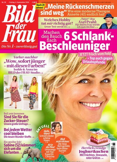 Titelbild der Ausgabe 36/2026 von Bild der Frau. Diese Zeitschrift und viele weitere Frauenzeitschriften als Abo oder epaper bei United Kiosk online kaufen.