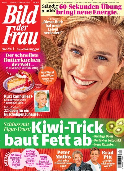 Titelbild der Ausgabe 40/2026 von Bild der Frau. Diese Zeitschrift und viele weitere Frauenzeitschriften als Abo oder epaper bei United Kiosk online kaufen.