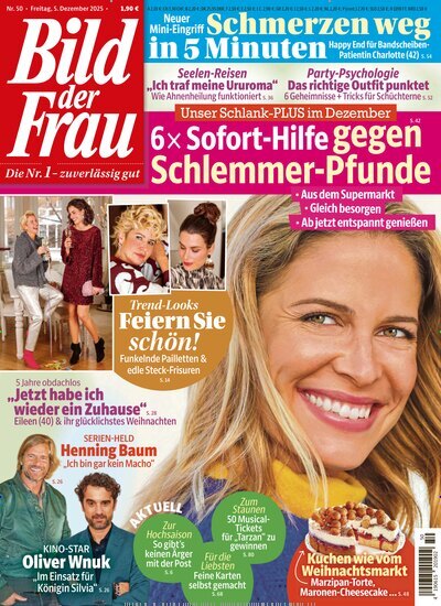 Titelbild der Ausgabe 50/2025 von Bild der Frau. Diese Zeitschrift und viele weitere Frauenzeitschriften als Abo oder epaper bei United Kiosk online kaufen.